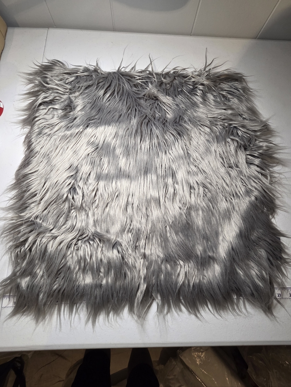 Fuzzy Faux Fur Mongolian Luxury Deocorative Grey Pillow Cover 20x20"